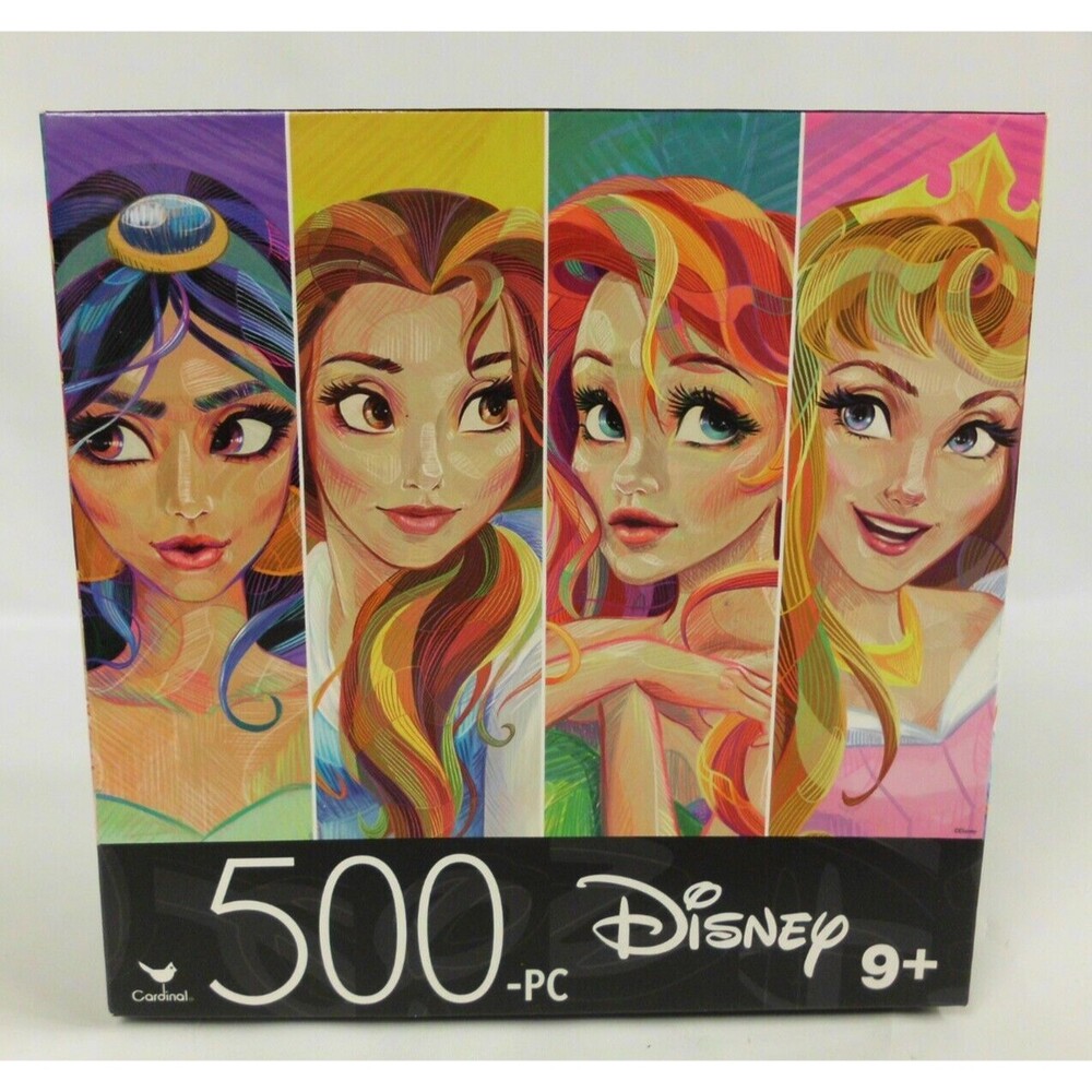 Cardinal Disney Princess 500 Piece Puzzle Jasmine Belle Ariel Aurora 11x14 New
